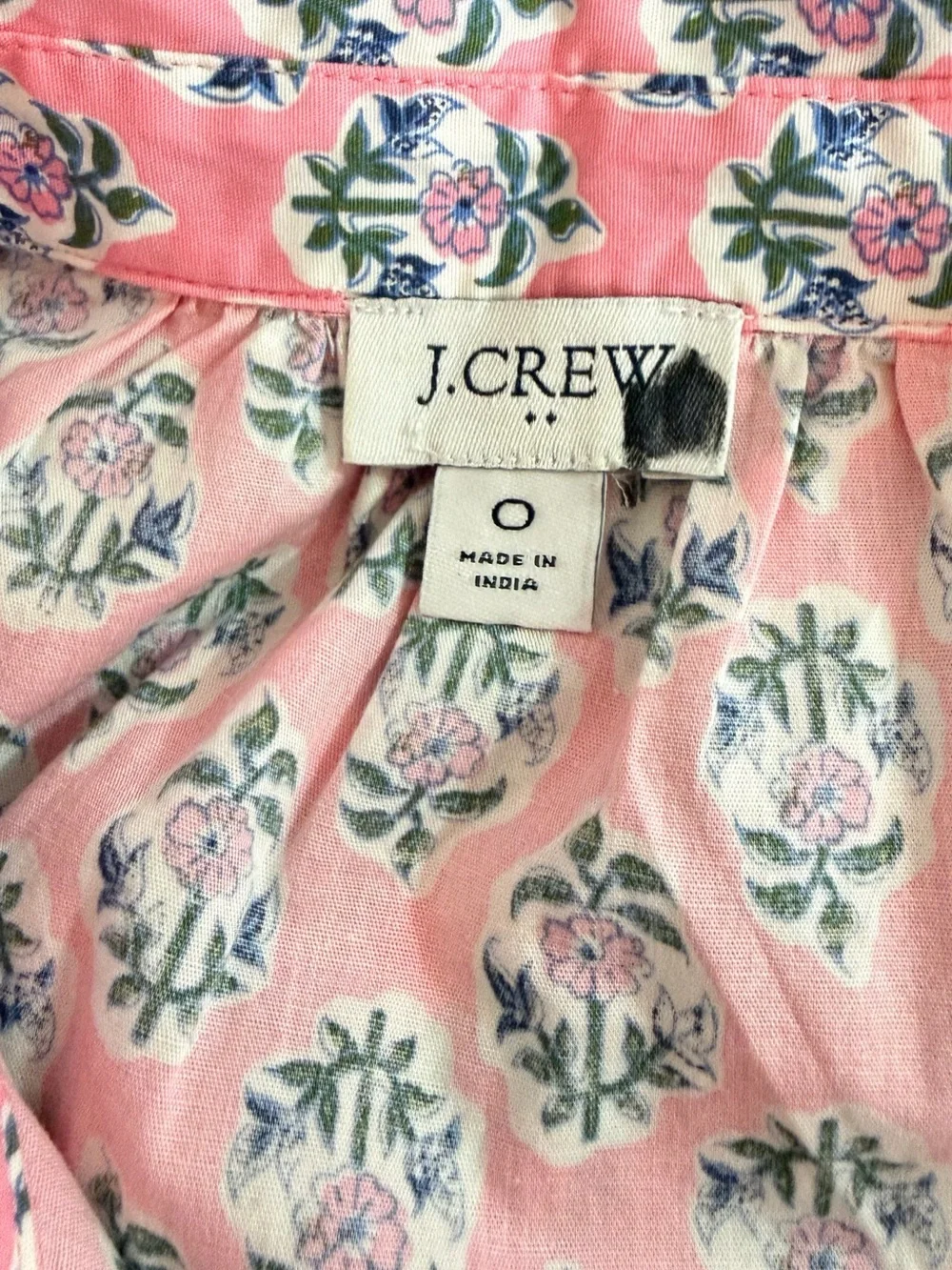 J. Crew NWOT Floral Long-Sleeve Button-Down Collared Cotton Mini Dress Size 0